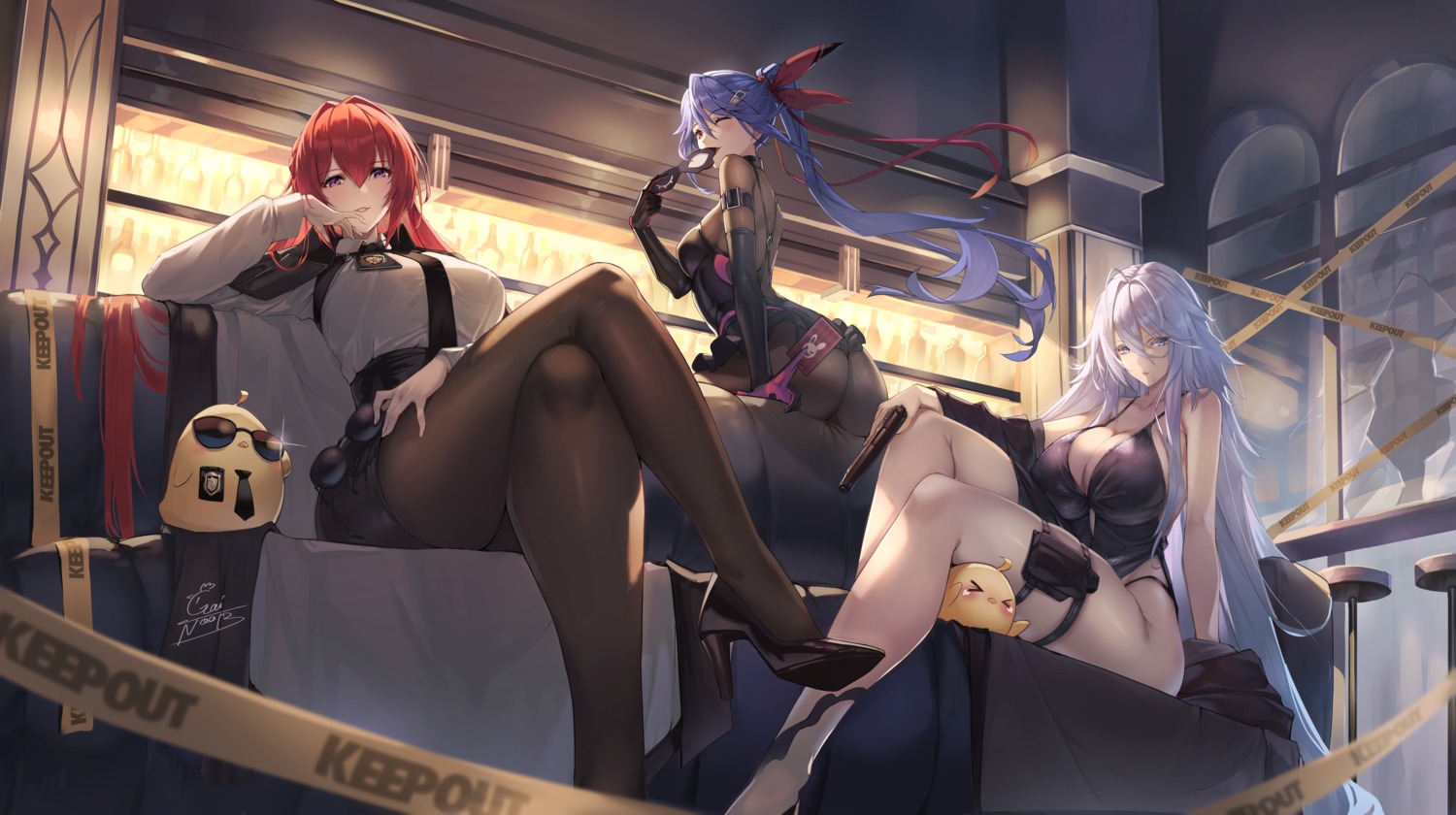 allen_m._sumner_(azur_lane) ass azur_lane bodysuit dress gainoob garter gun heels manjuu_(azur_lane) megane monarch_(azur_lane) no_bra pantyhose sovetsky_soyuz_(azur_lane)