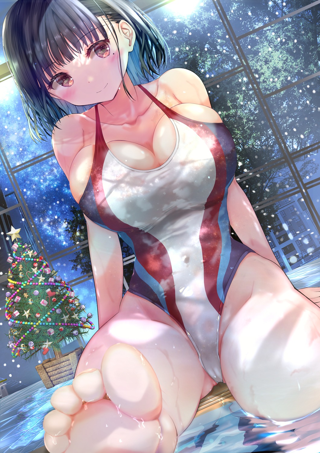 cameltoe christmas feet ogata_tei swimsuits wet