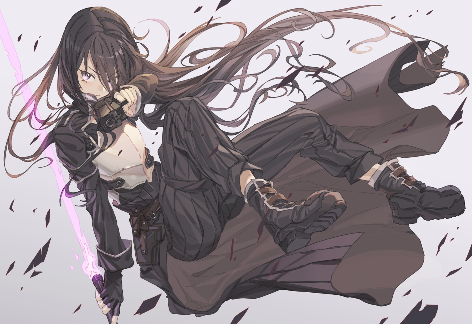 armor gun gun_gale_online hong kirito sword_art_online torn_clothes