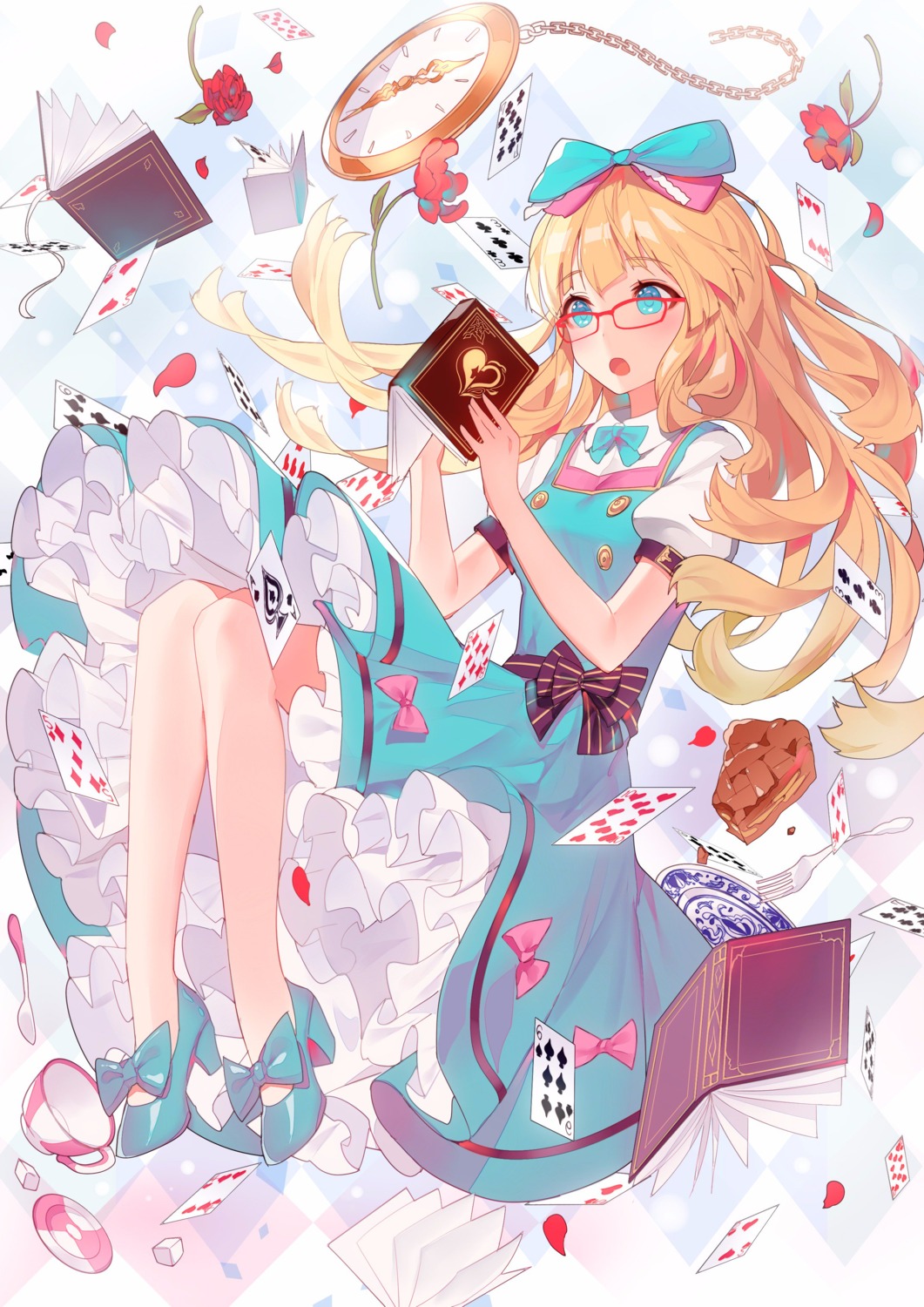 alice alice_in_wonderland dress heels megane ronopu skirt_lift