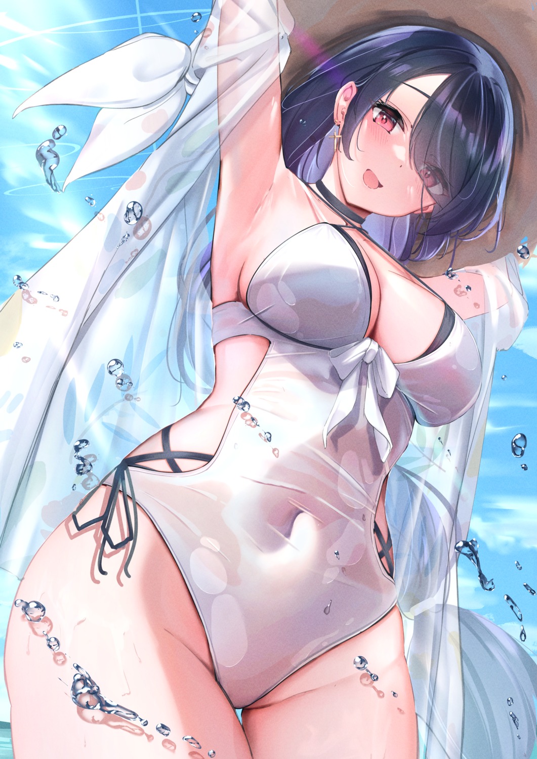 blue_archive see_through swimsuits tagme wakaba_hinata_(blue_archive) wet wet_clothes