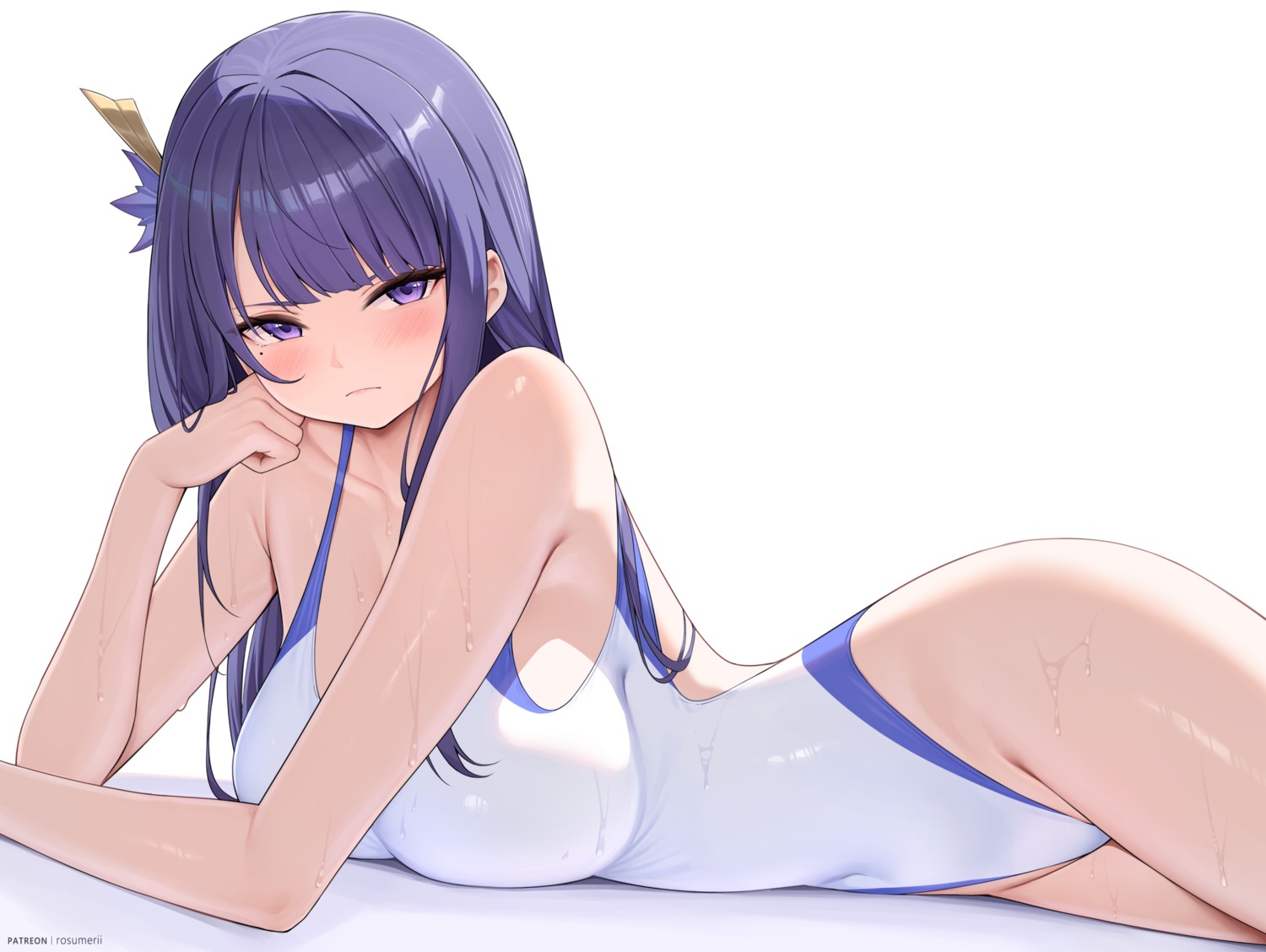 genshin_impact raiden_shogun rosumerii swimsuits wet