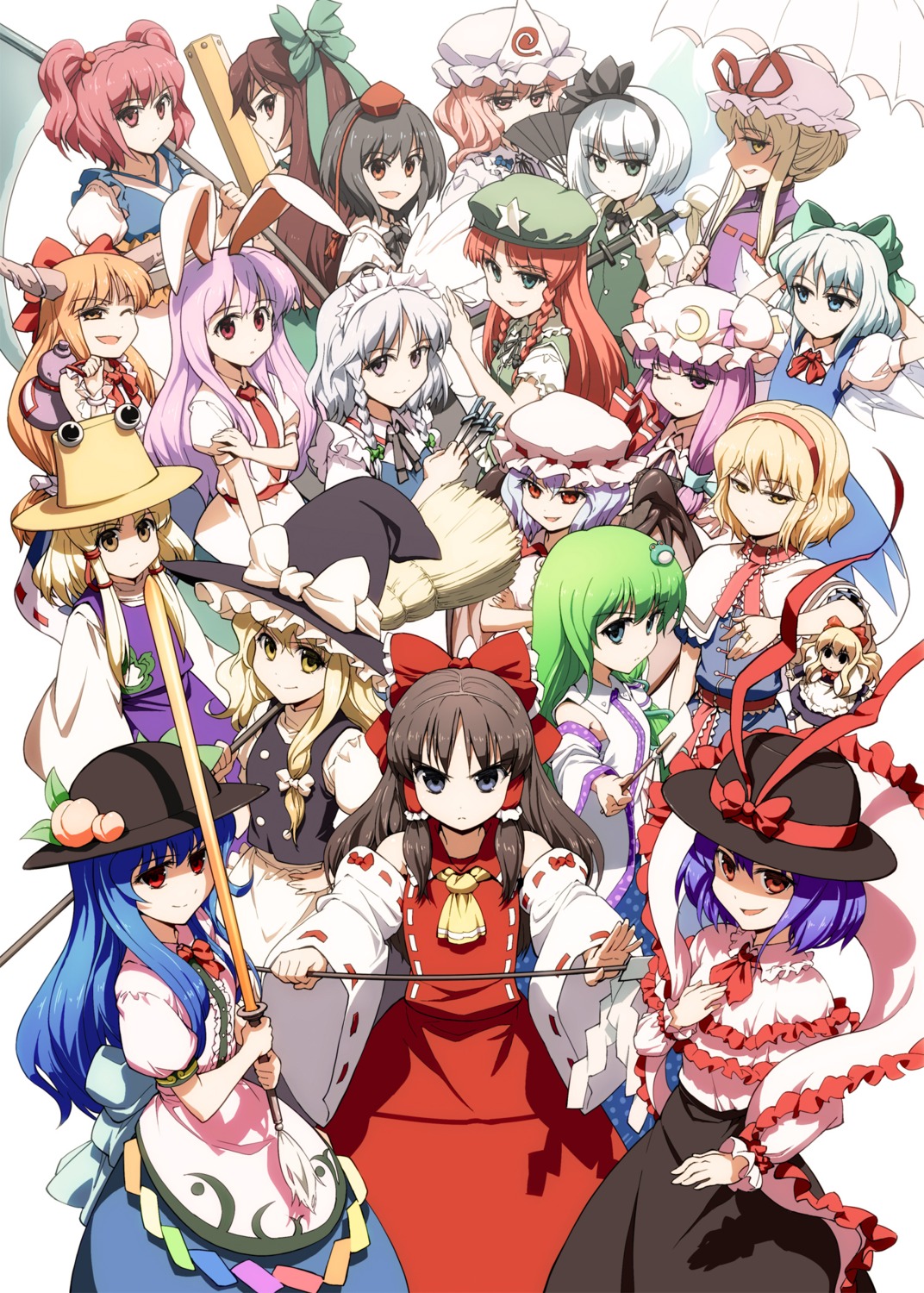 alice_margatroid hakurei_reimu hinanawi_tenshi hong_meiling ibuki_suika izayoi_sakuya kirisame_marisa kochiya_sanae konpaku_youmu moriya_suwako nagae_iku onozuka_komachi patchouli_knowledge reisen_udongein_inaba remilia_scarlet saigyouji_yuyuko shameimaru_aya takahata_yuki touhou yakumo_yukari