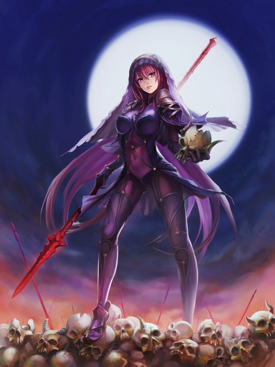 armor bodysuit erect_nipples fate/grand_order scathach_(fate/grand_order) ushas weapon
