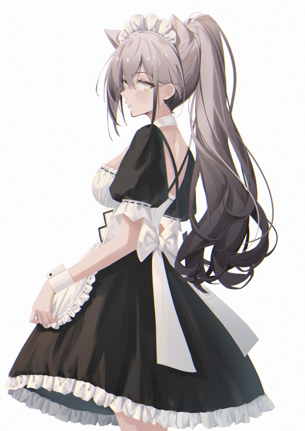 animal_ears arknights maid schwarz_(arknights) sin.