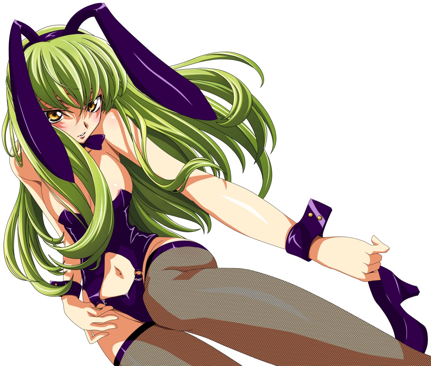 animal_ears bunny_ears bunny_girl c.c. cleavage code_geass fishnets kimura_takahiro photoshop thighhighs vector_trace