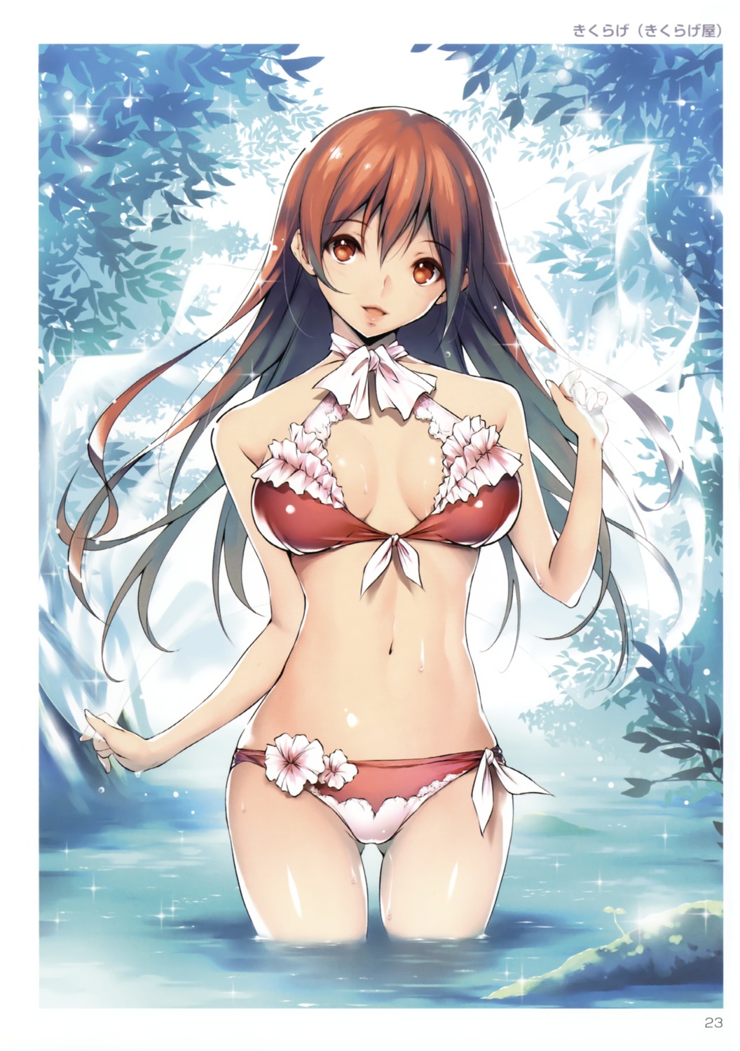 bikini cleavage kikurage swimsuits wet