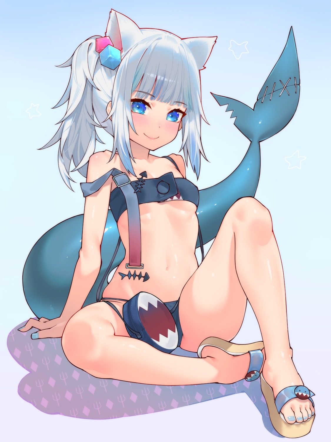 animal_ears bikini gawr_gura hololive hololive_english loli nekomimi swimsuits tail waterring