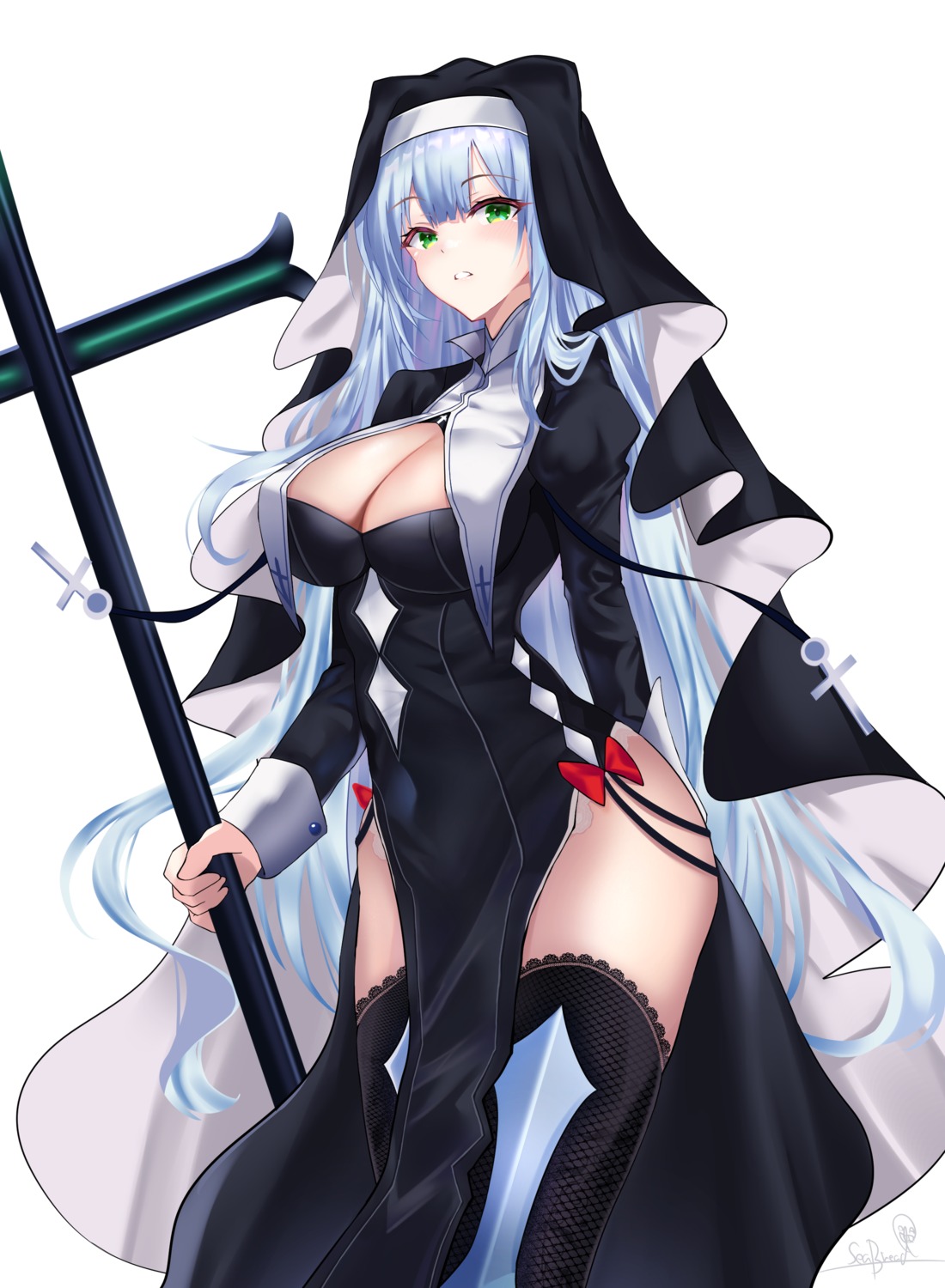 no_bra nun seabread thighhighs