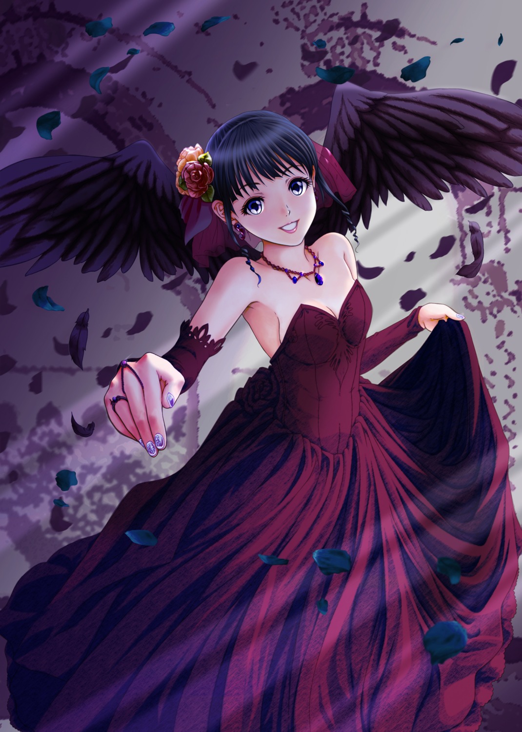 cleavage dress wings yume_robo