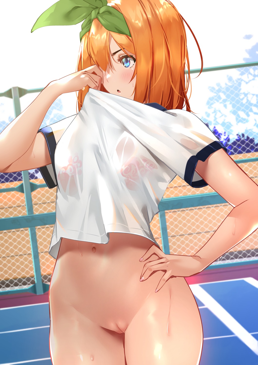 5-toubun_no_hanayome bottomless bra gym_uniform nakano_yotsuba pussy see_through sydus uncensored wet