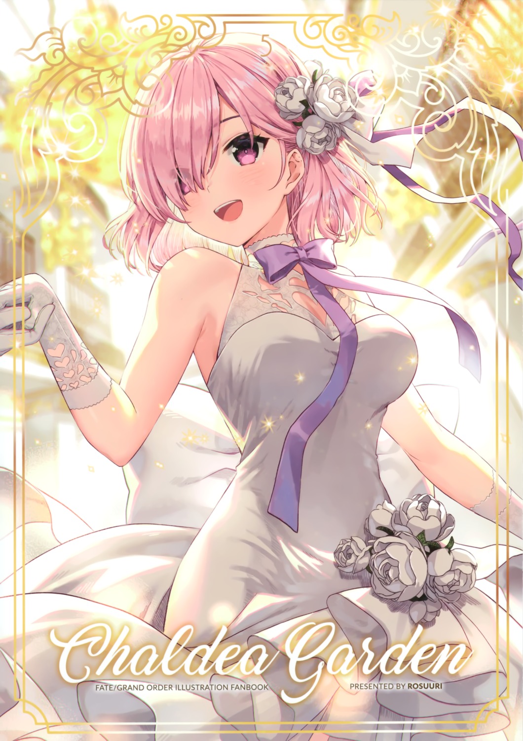 dress fate/grand_order mash_kyrielight no_bra rosuuri rosuuri_(circle) wedding_dress