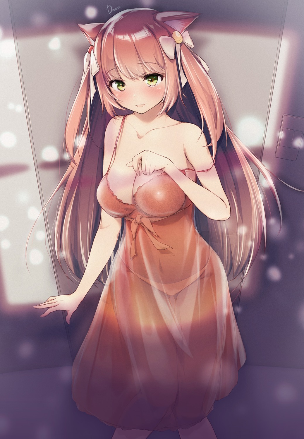 animal_ears dermar dress nekomimi pantsu see_through