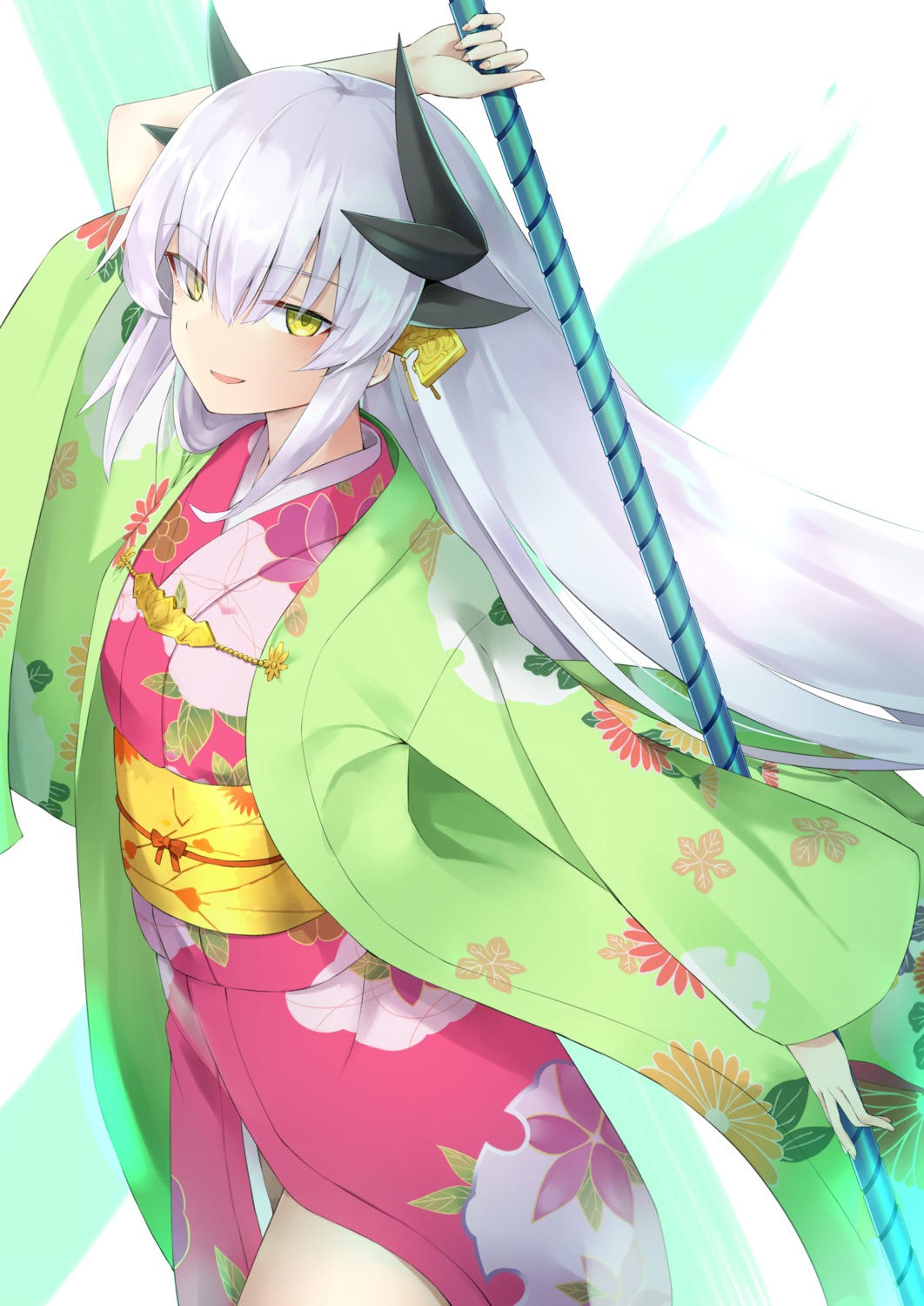 100percent fate/grand_order horns kimono kiyohime_(fate/grand_order) weapon