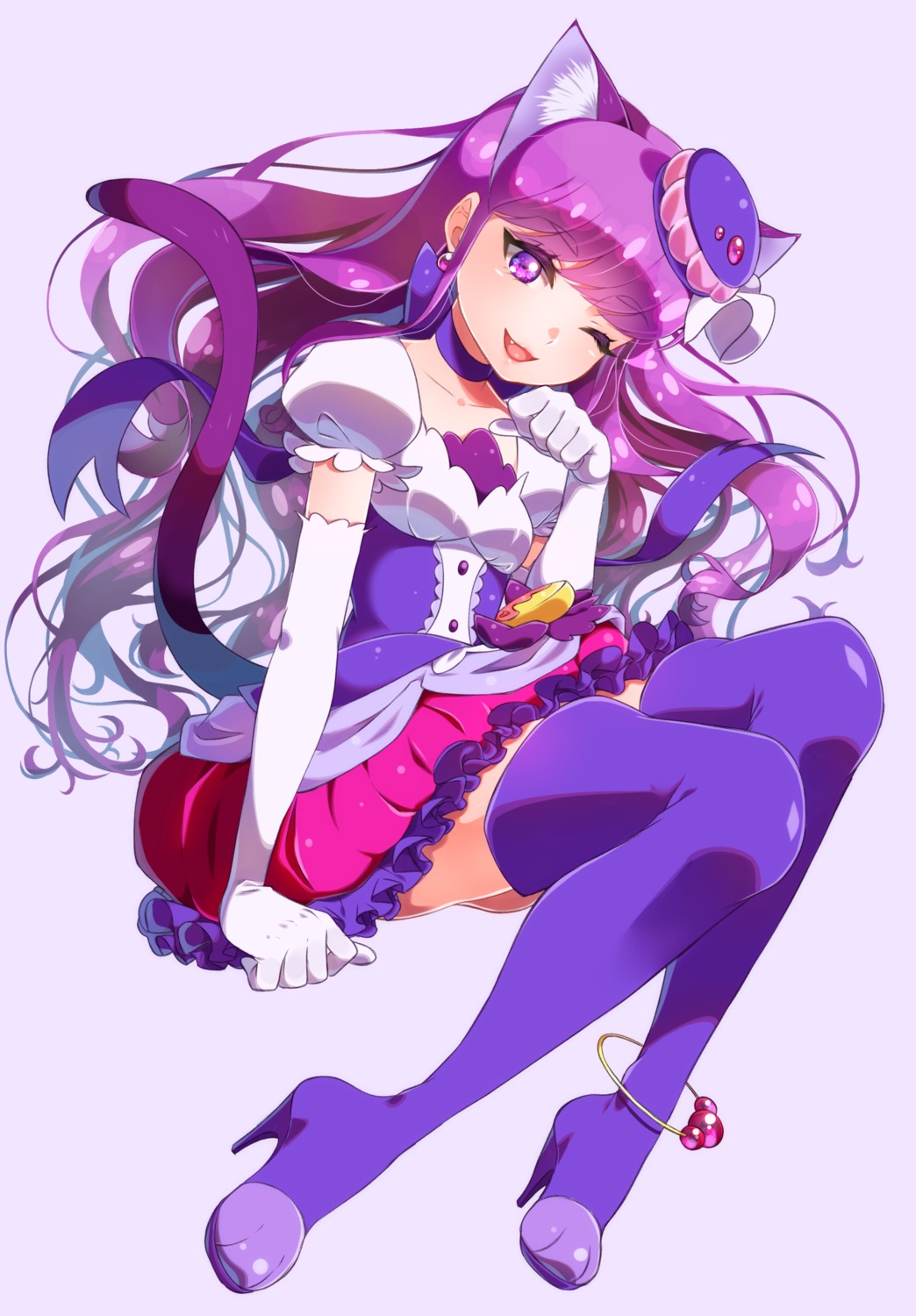 animal_ears dress heels kirakira_precure_a_la_mode kotozume_yukari nekomimi precure tail thighhighs yupiteru