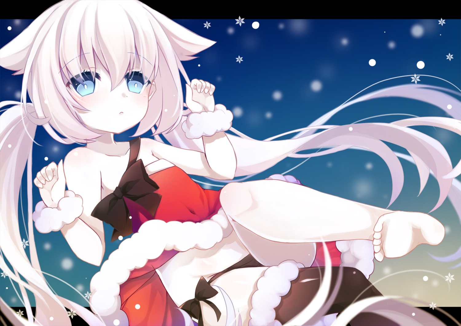 christmas dress feet no_bra pantsu shiroyurine string_panties thighhighs yuu_(shiroyurine)