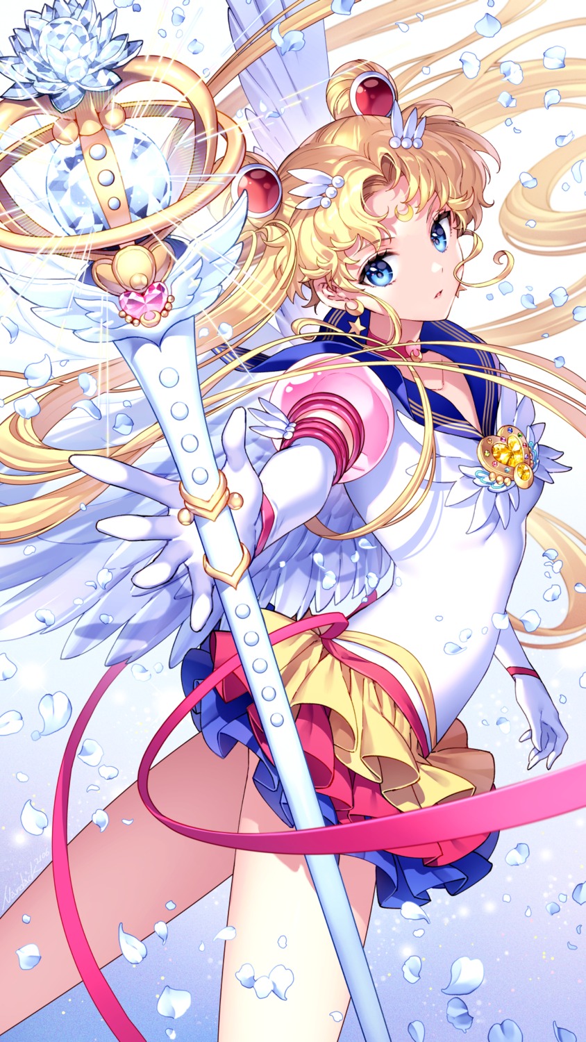 nardack sailor_moon seifuku skirt_lift tsukino_usagi weapon wings