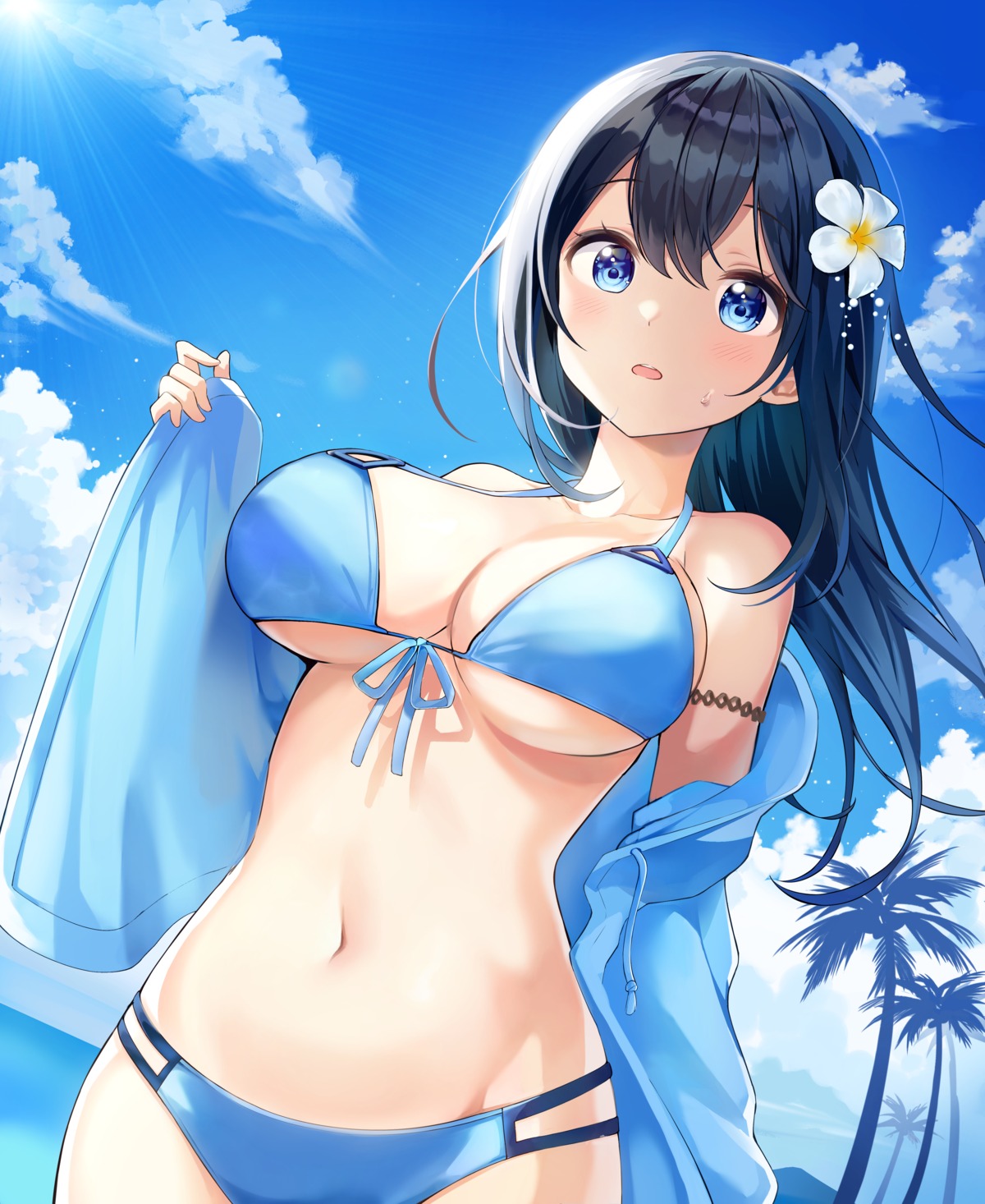 0v0_(l_seohui) bikini open_shirt swimsuits undressing