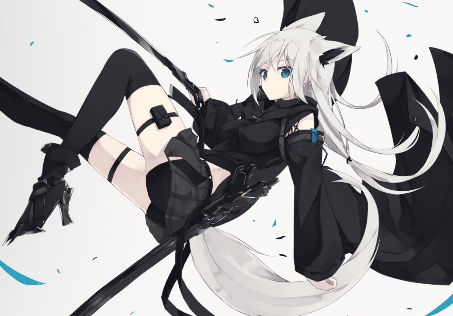 animal_ears garter heels nagishiro_mito sword tail thighhighs