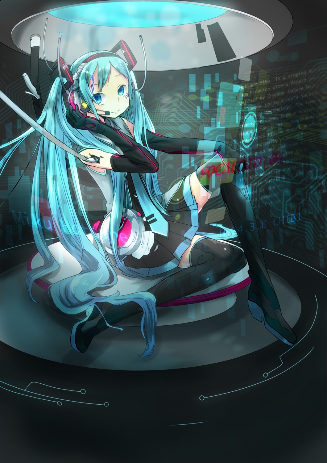 chibiibiru hatsune_miku headphones thighhighs vocaloid