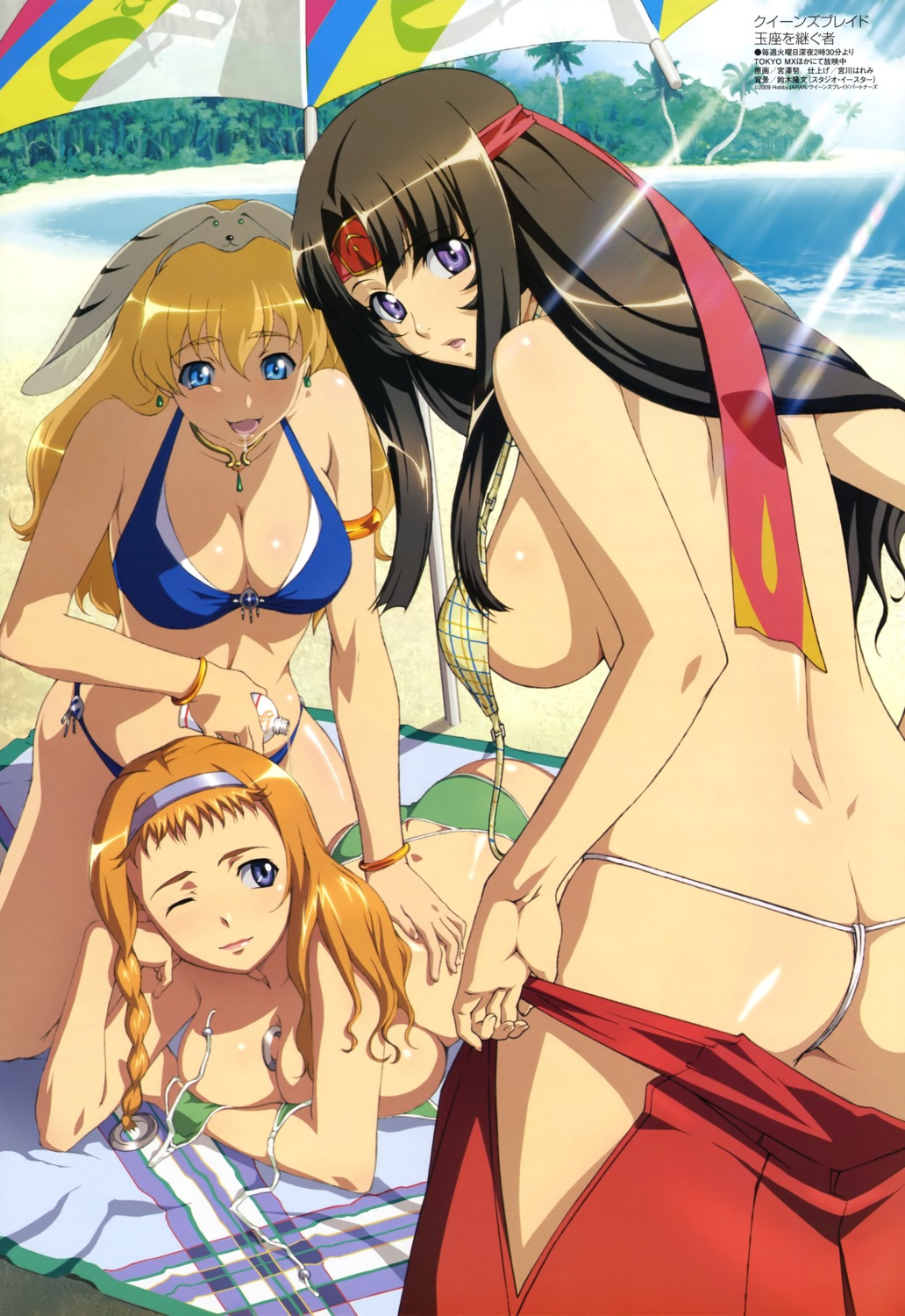 ass bikini cleavage elina fundoshi leina miko miyazawa_tsutomu queen's_blade swimsuits tomoe undressing