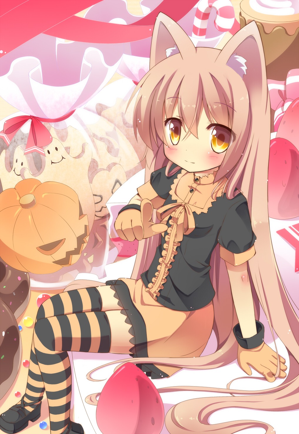 animal_ears halloween masaki_(machisora) nekomimi thighhighs