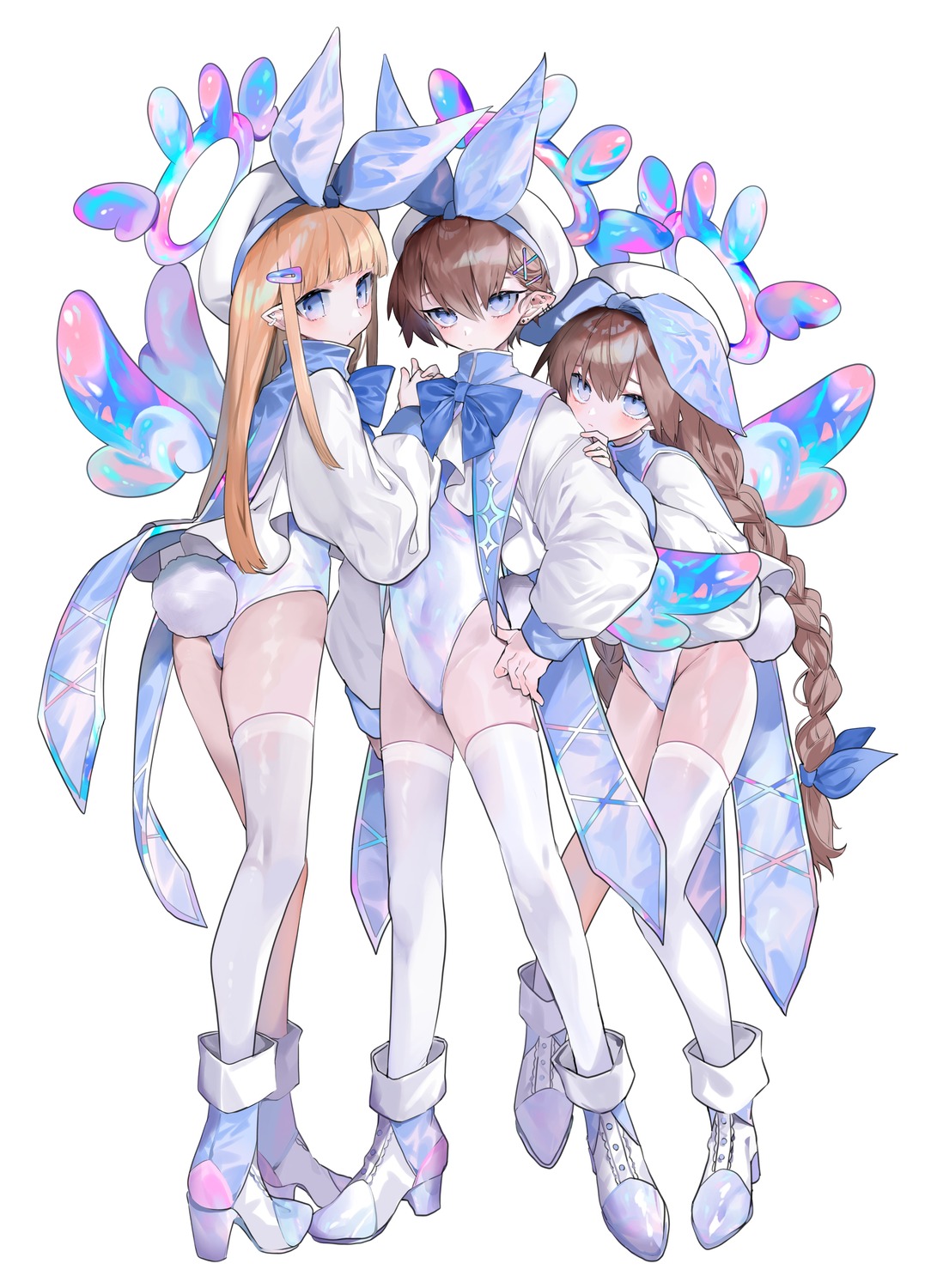 aano_(10bit) heels leotard pointy_ears tail thighhighs trap wings