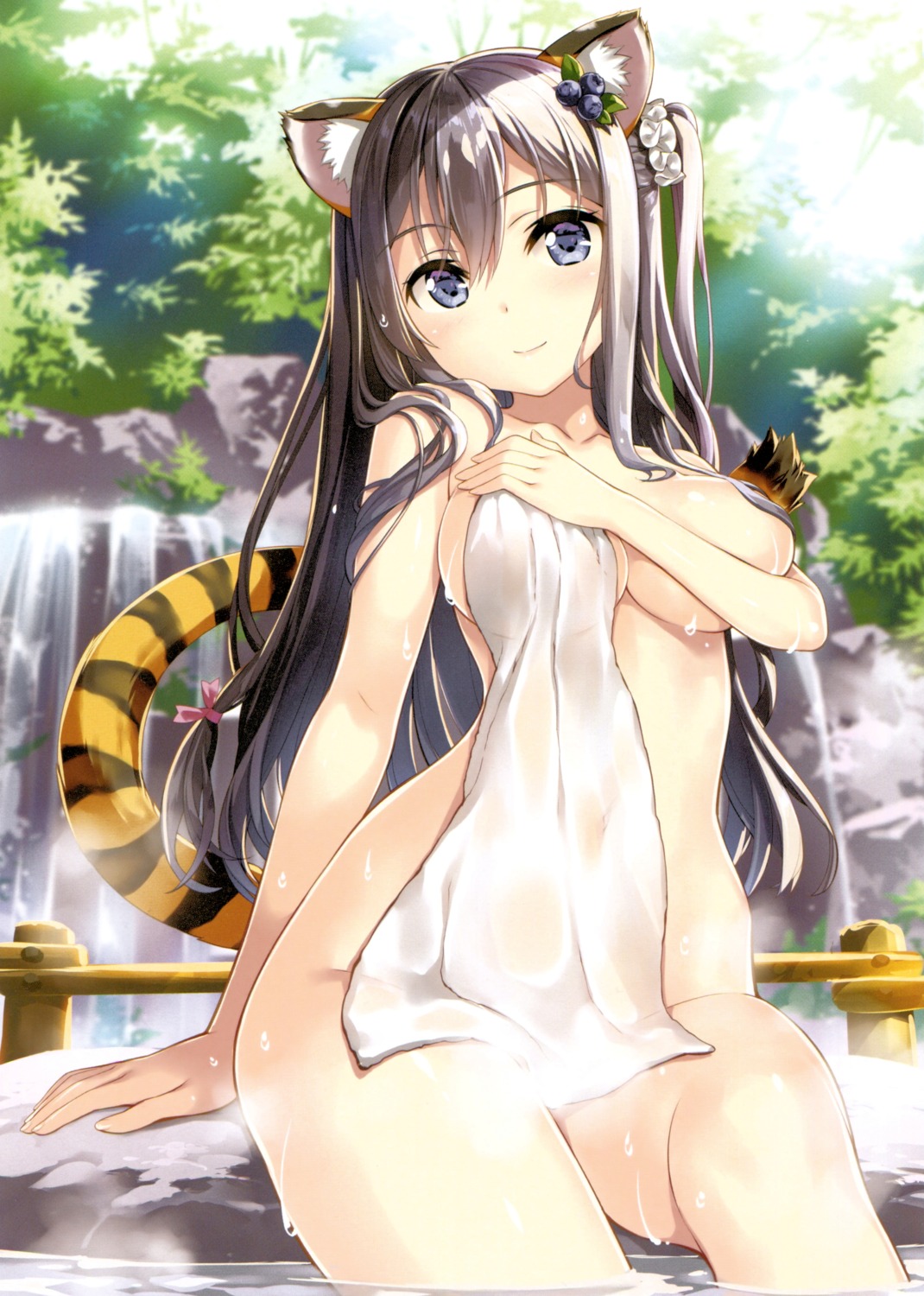 animal_ears breast_hold fujima_takuya naked onsen screening tail towel wet