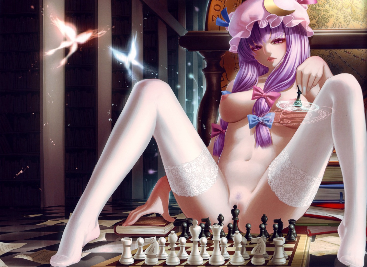 naked nipples patchouli_knowledge pubic_hair rail_(silverbow) touhou yuugen_muhen