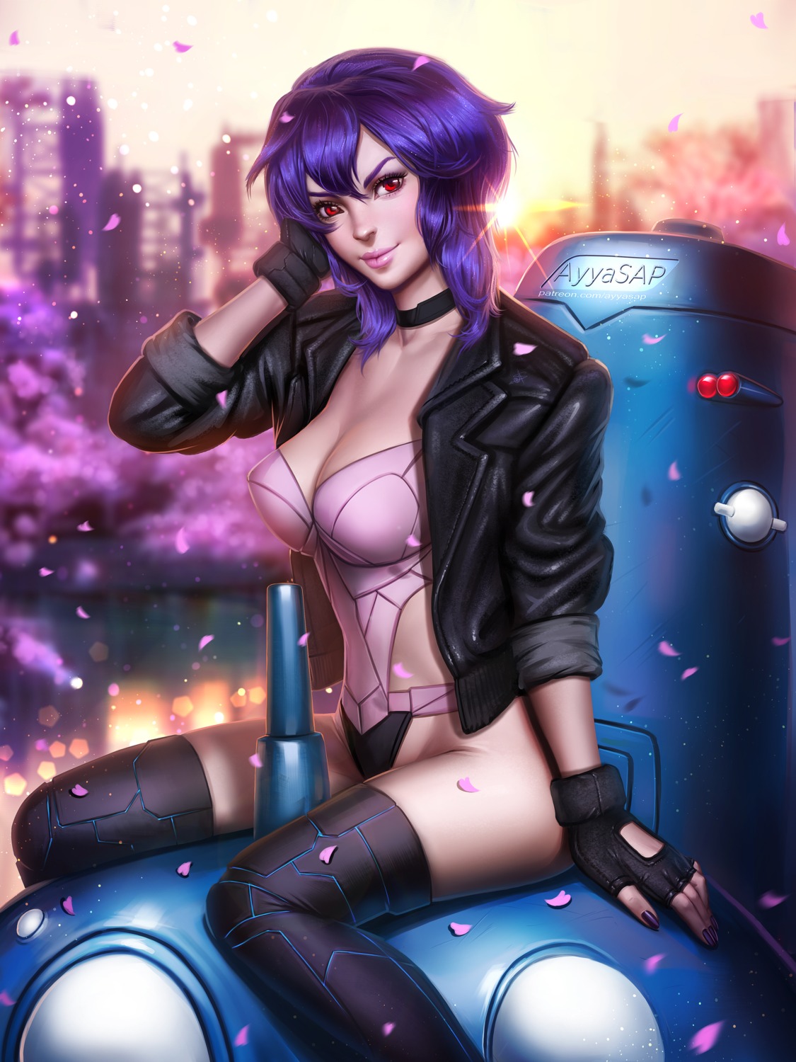 ayyasap cleavage ghost_in_the_shell kusanagi_motoko pantsu thighhighs