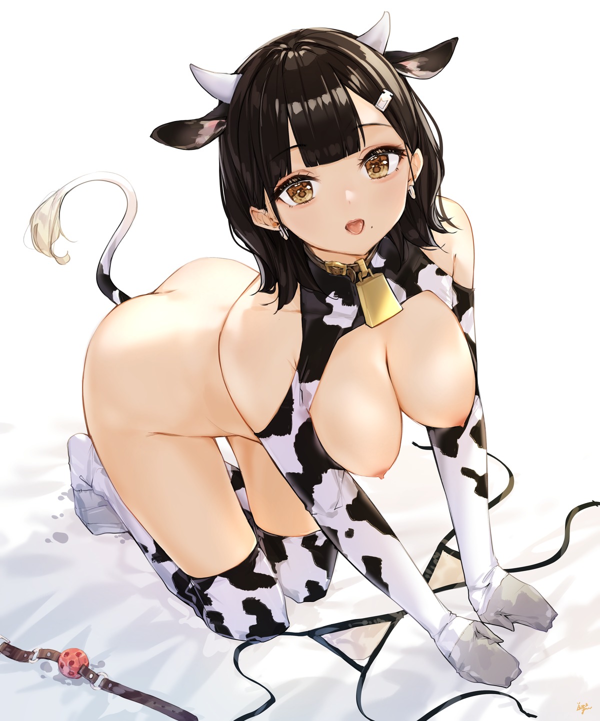 anal bottomless breasts horns nipples no_bra tail takenoko_no_you thighhighs