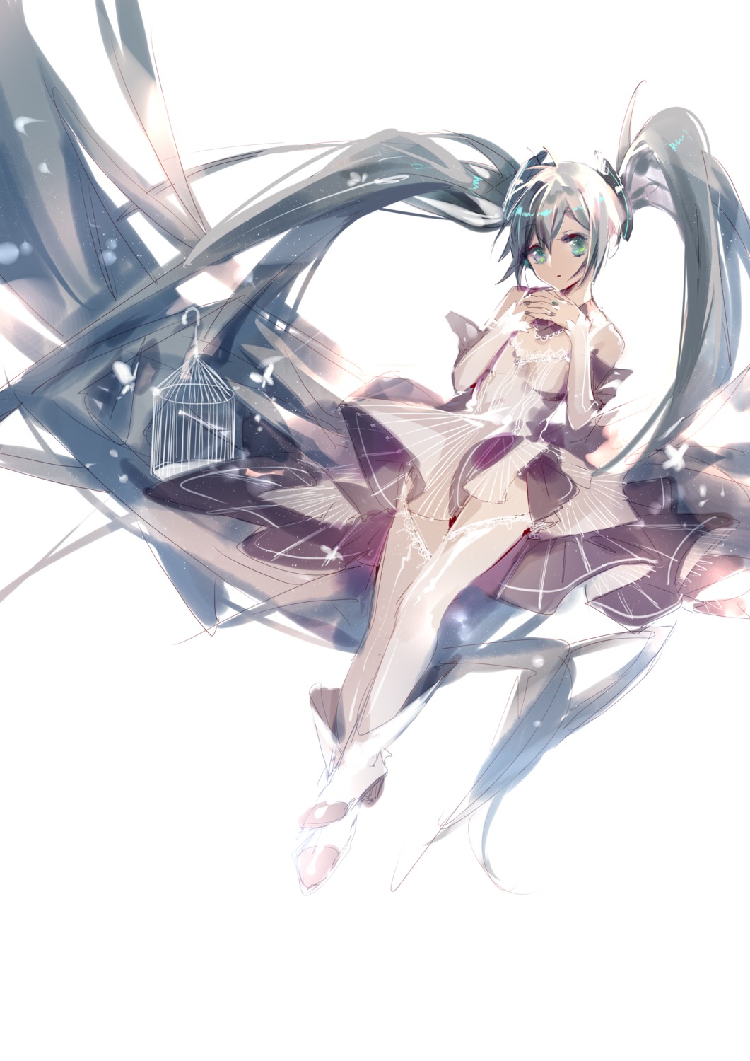 dress hatsune_miku heels thighhighs vocaloid yyb