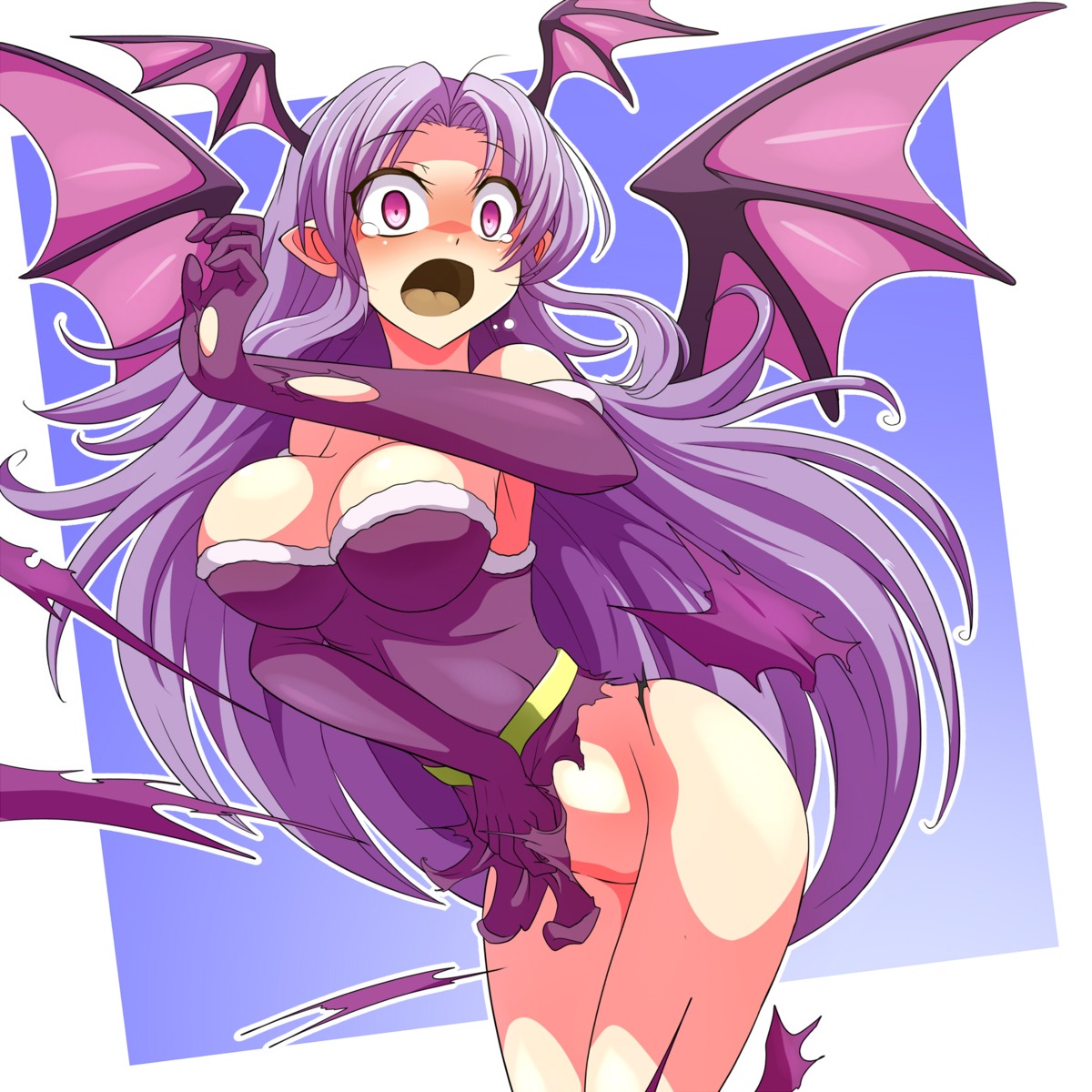 clam_curry devil dress no_bra nopan star_ocean torn_clothes wardrobe_malfunction wings