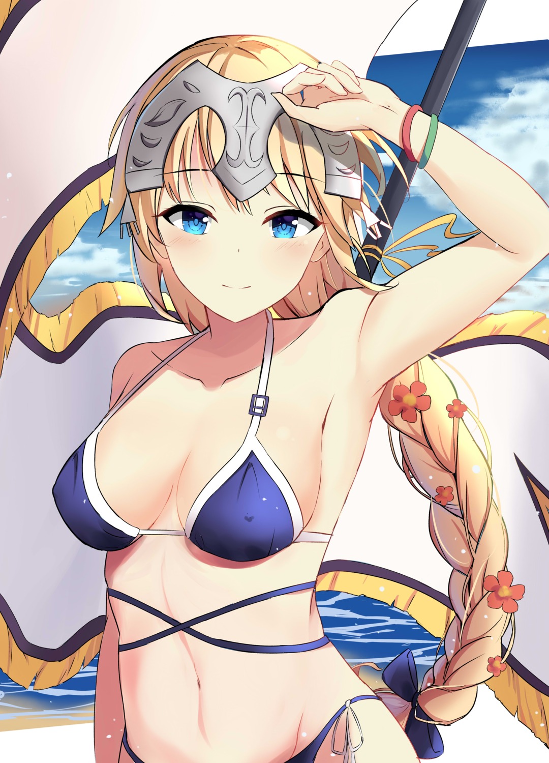 bikini cleavage erect_nipples fate/grand_order jeanne_d'arc jeanne_d'arc_(fate) kara_(artist) swimsuits