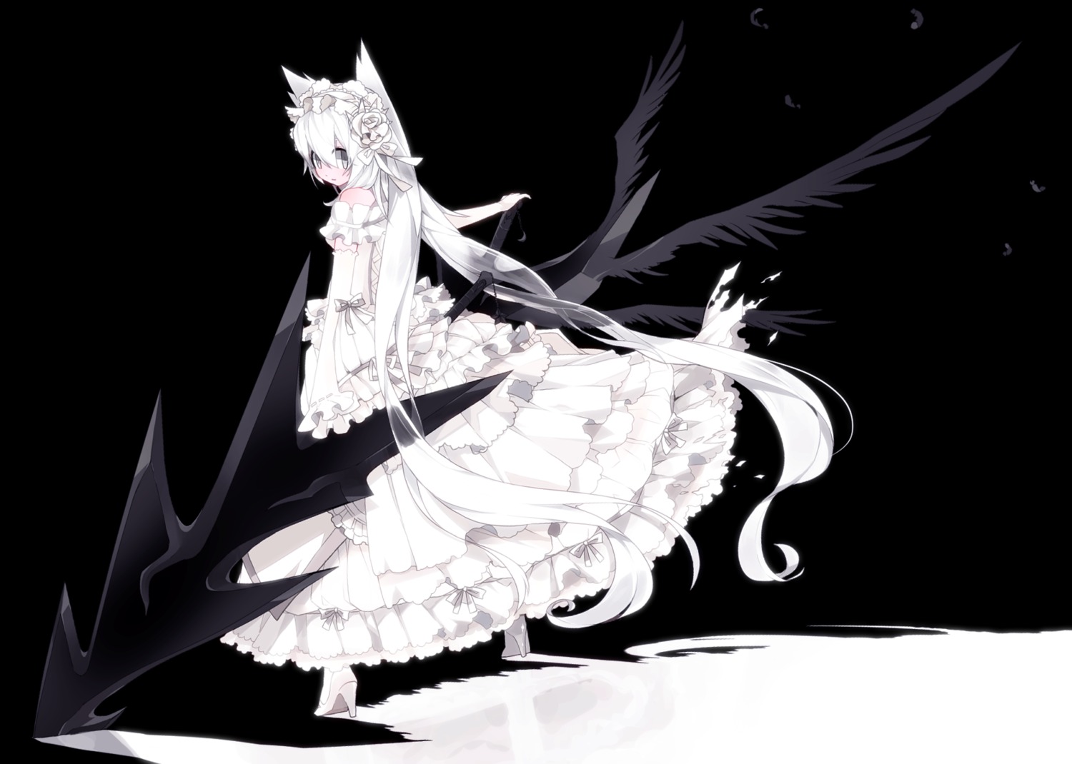 animal_ears dress heels mizushirazu weapon wedding_dress