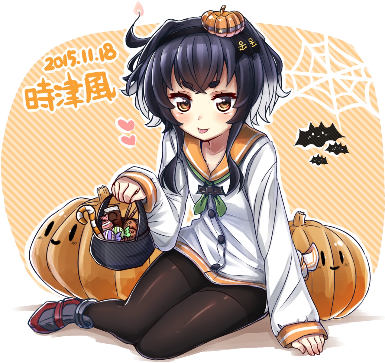 halloween kantai_collection pantyhose seifuku tokitsukaze_(kancolle) yufuissei0702