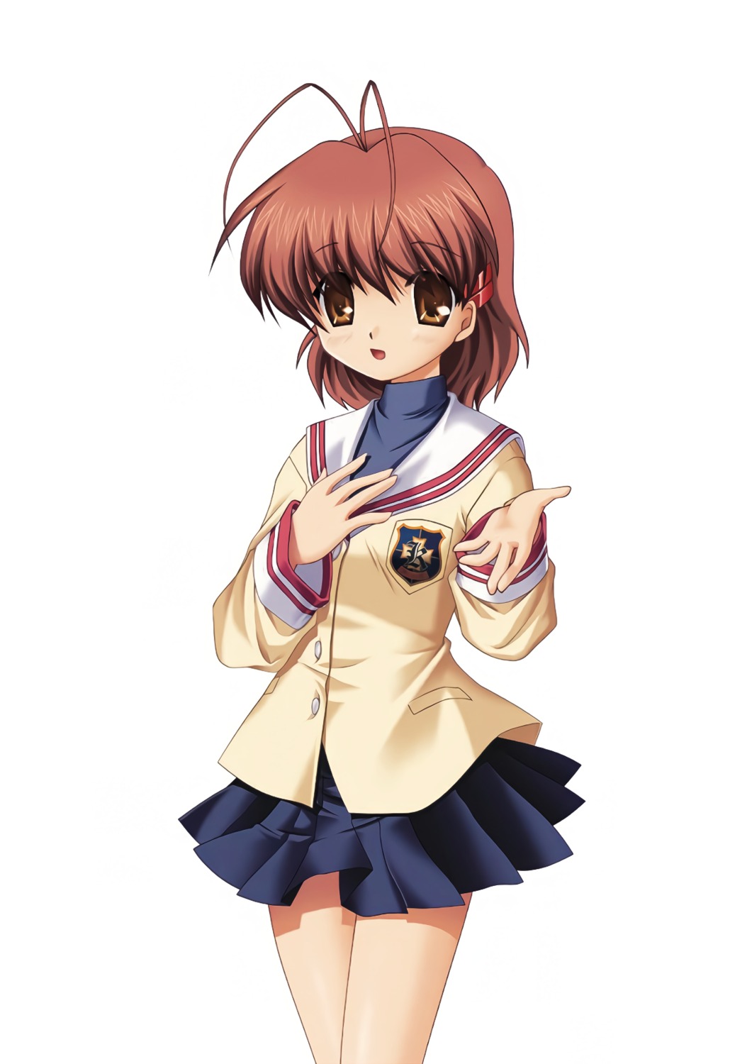 clannad furukawa_nagisa hinoue_itaru key seifuku skirt_lift sweater