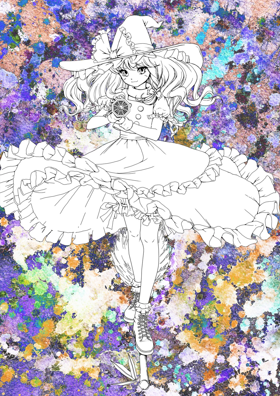 kirisame_marisa line_art misawa_hiroshi touhou