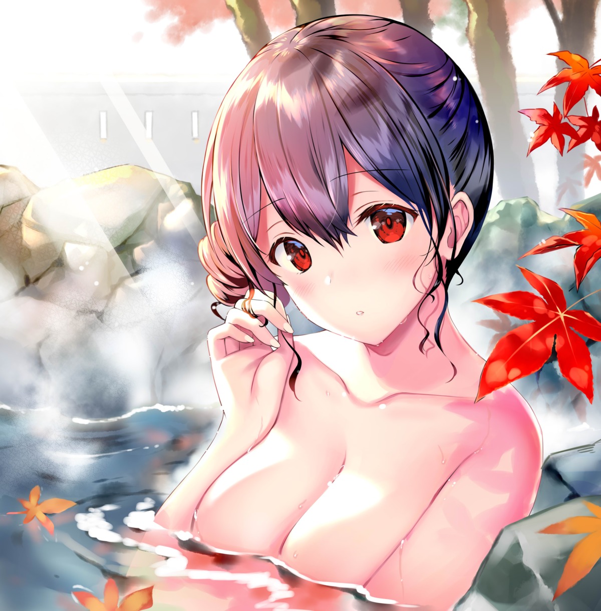 bathing morino_rinze onsen rei the_idolm@ster the_idolm@ster_shiny_colors topless wet