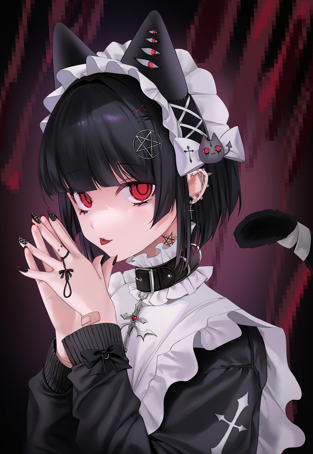 animal_ears bandaid gothic_lolita lolita_fashion nekomimi ompf tail tattoo