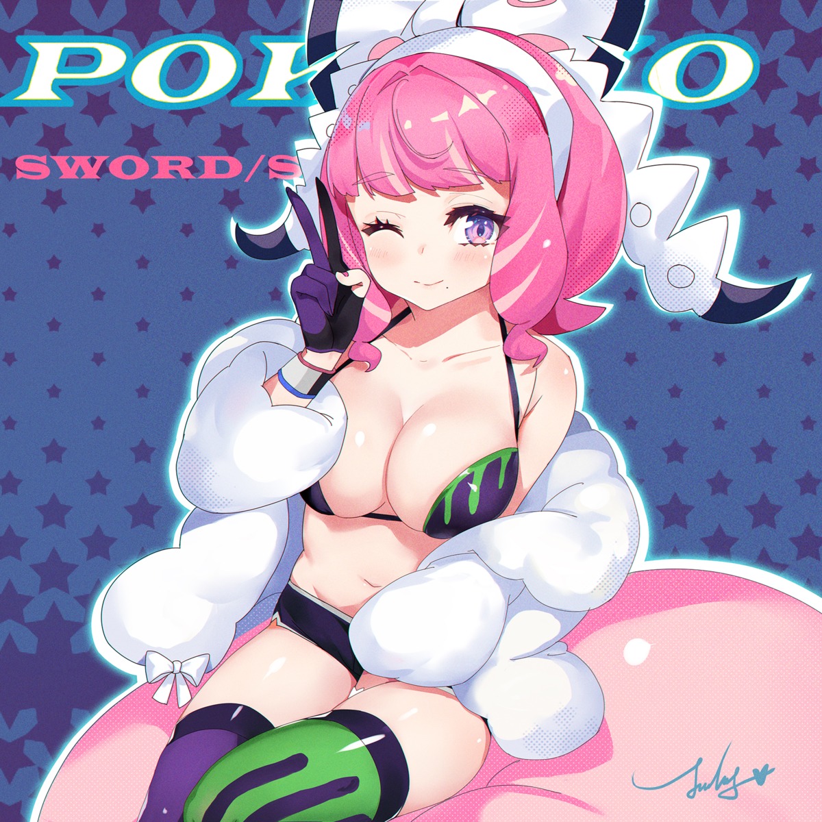 bra jiujiuyatou_(yayanzz) kurara_(pokemon) pokemon pokemon_sword_and_shield thighhighs