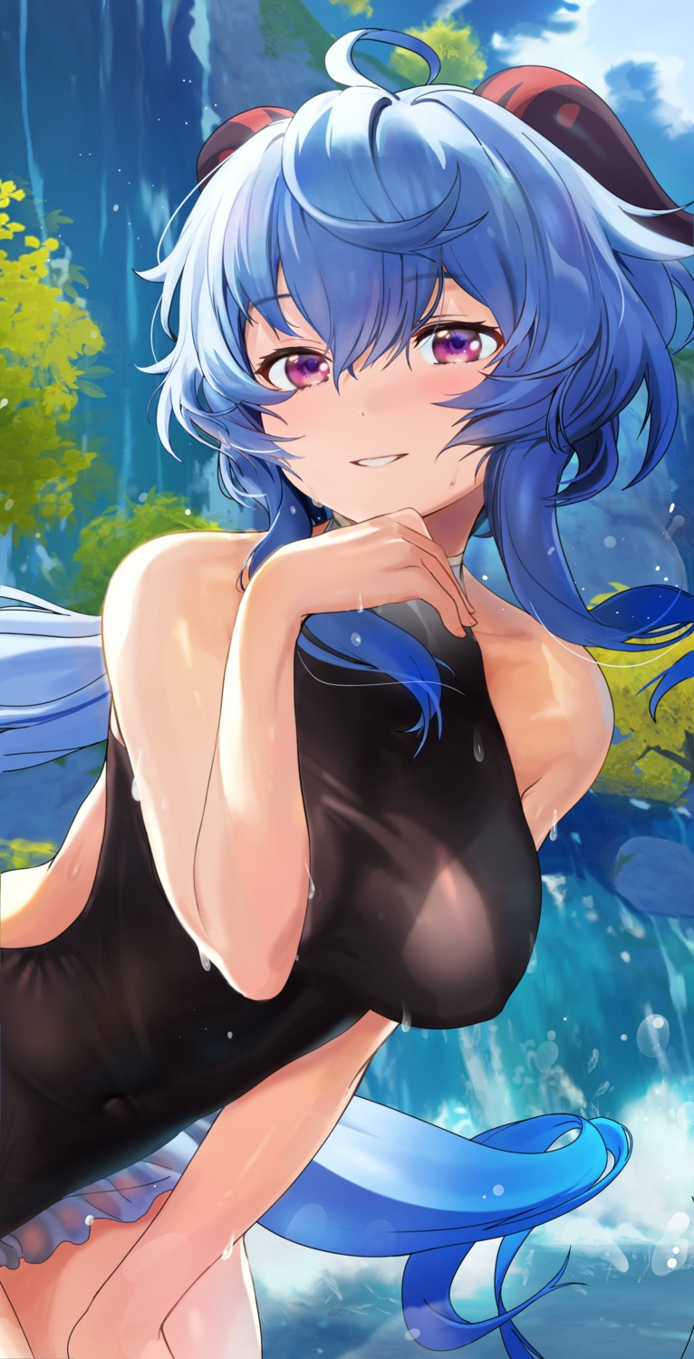 ganyu genshin_impact horns see_through seicoh swimsuits wet