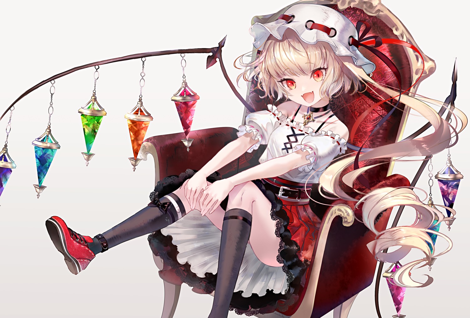 flandre_scarlet rooseputo_02 skirt_lift touhou wings