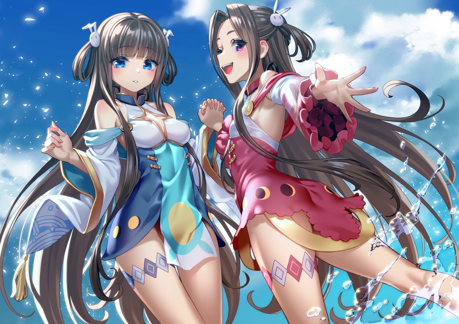 ass blue_oath garter ning_hai_(blue_oath) ping_hai_(blue_oath) saruchitan wet yuri