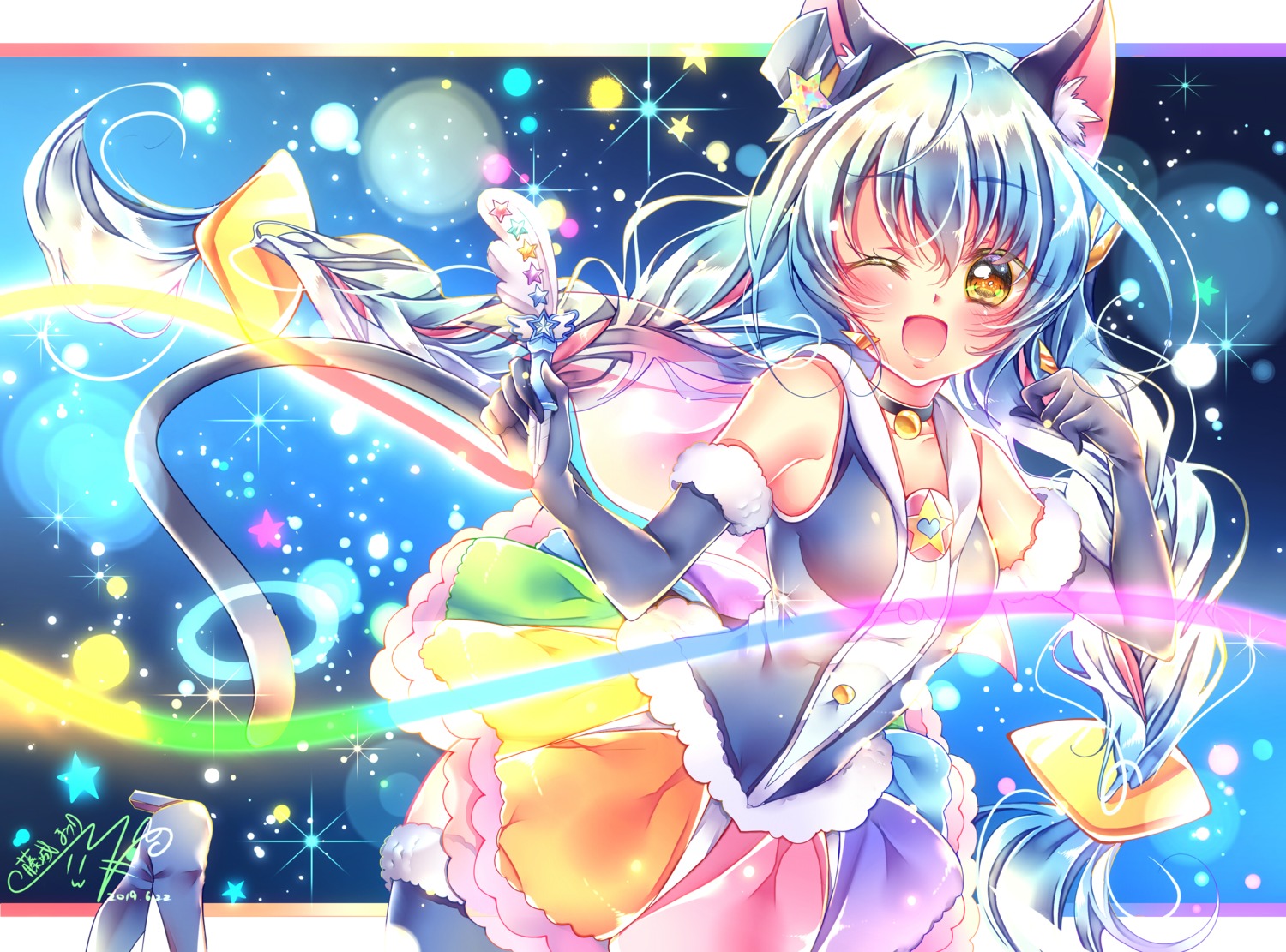 animal_ears cure_cosmo nekomimi star_twinkle_precure tail thighhighs touki_matsuri