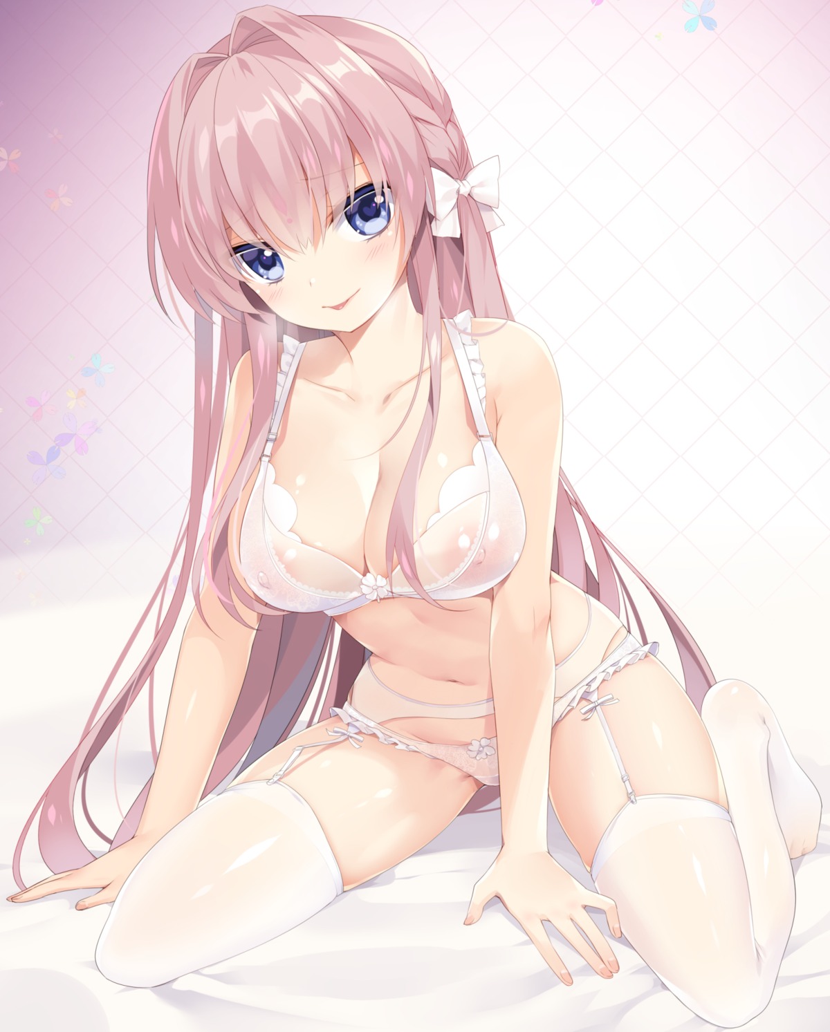 bra garter_belt lingerie m.vv nipples pantsu see_through stockings thighhighs