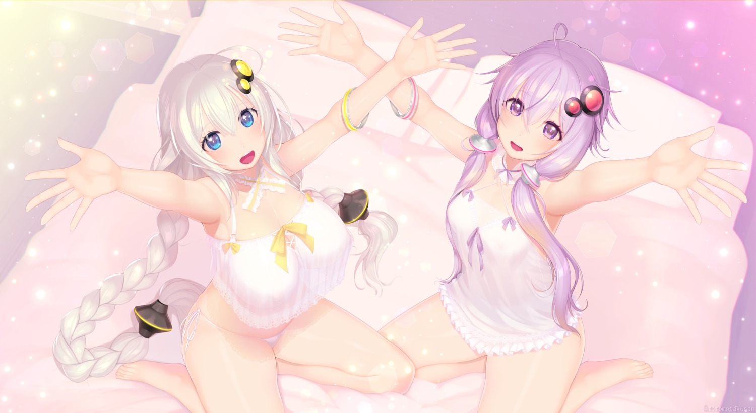 kashiwamochi_yomogi kizuna_akari lingerie pantsu see_through string_panties voiceroid yuzuki_yukari