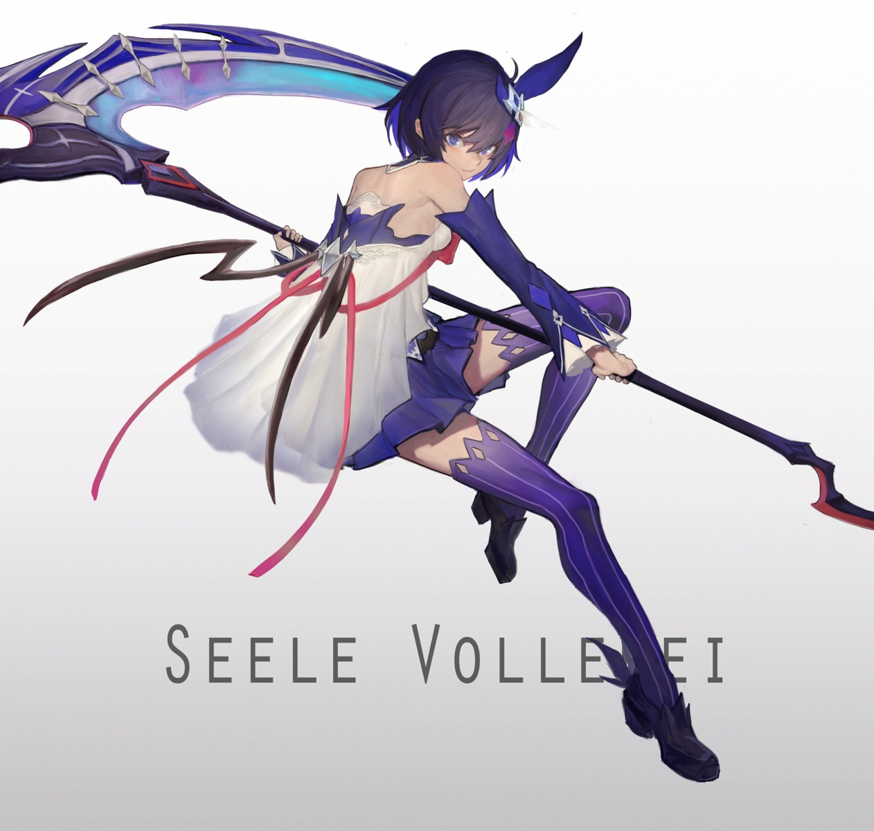 benghuai_xueyuan cutye heels honkai_impact seele_vollerei skirt_lift thighhighs weapon