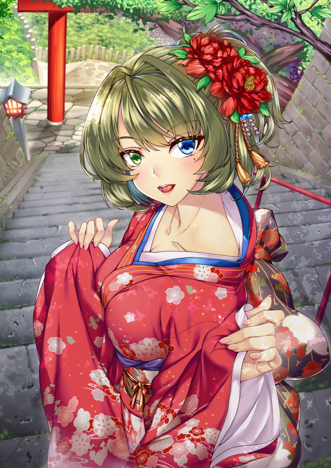 heterochromia kimono merufena takagaki_kaede the_idolm@ster the_idolm@ster_cinderella_girls