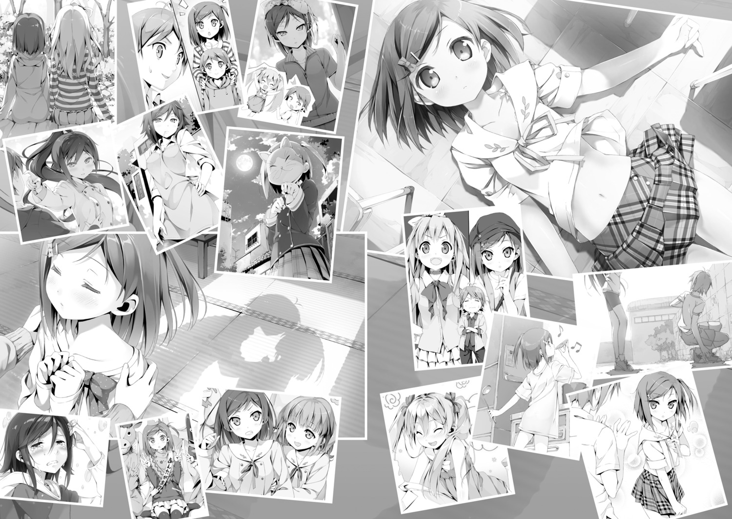 azuki_azusa chibi emanuela_pollarola hentai_ouji_to_warawanai_neko kantoku maimaki_mai monochrome seifuku shirt_lift skirt_lift thighhighs tsutsukakushi_tsukasa tsutsukakushi_tsukiko tsutsukakushi_tsukushi yokodera_youto